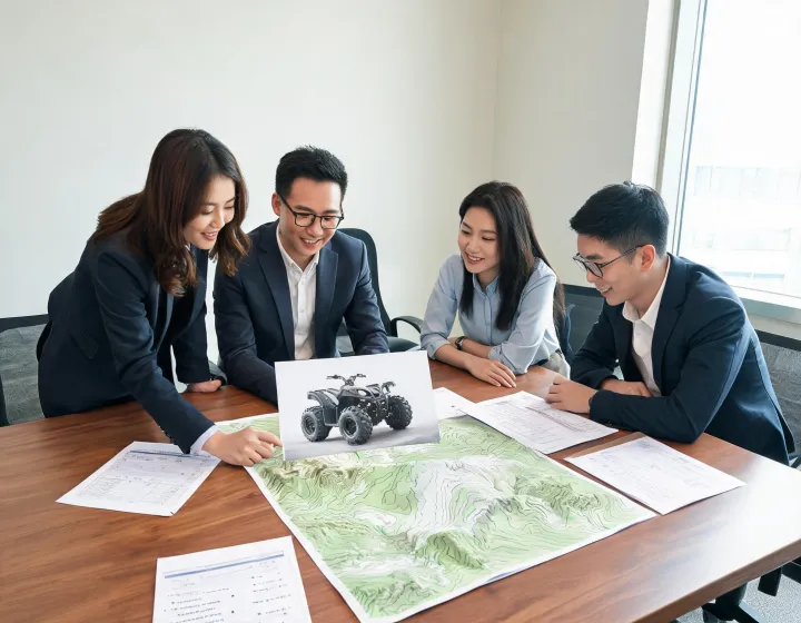 Buyer team reviewing quad bike sourcing evidence