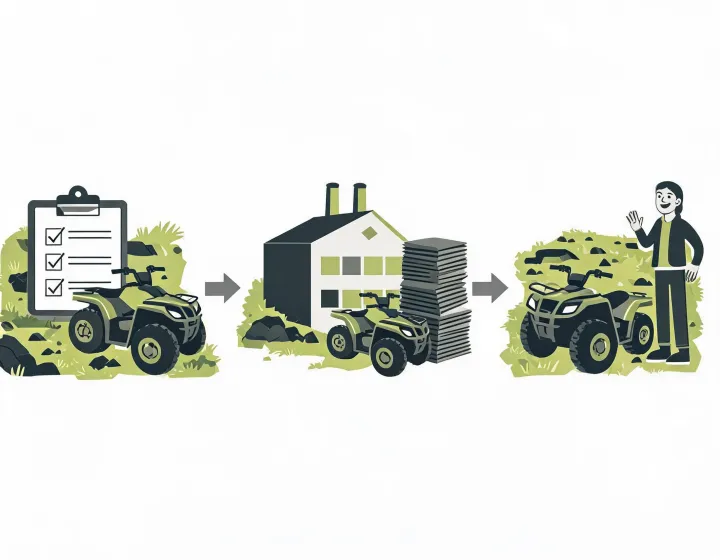 Quad bike sourcing route and inquiry handoff illustration